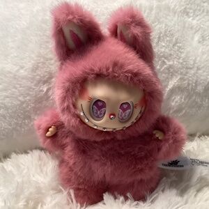 Labubu Look Alike Doll With Sequined Teeth, Tail, Wings, Vinyl Face,  Color Pink